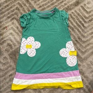 Mini Boden Green Dress with Pink Trim